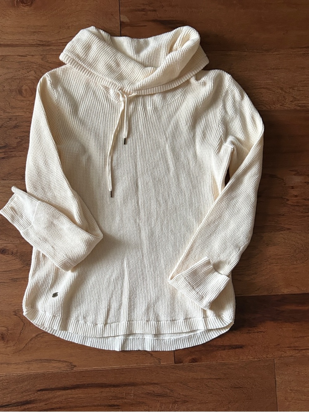 Ralph Lauren Cream Waffle-Knit Cowl Neck Pullover